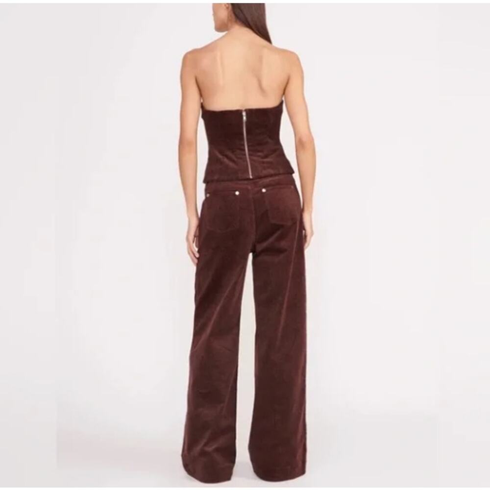 STAUD Grayson Corduroy Pants Brown Wide Leg 10